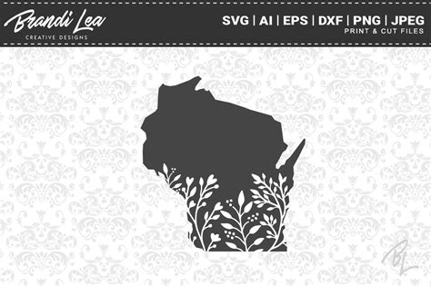 Download Free Wisconsin Floral State Map SVG Cutting Files Printable